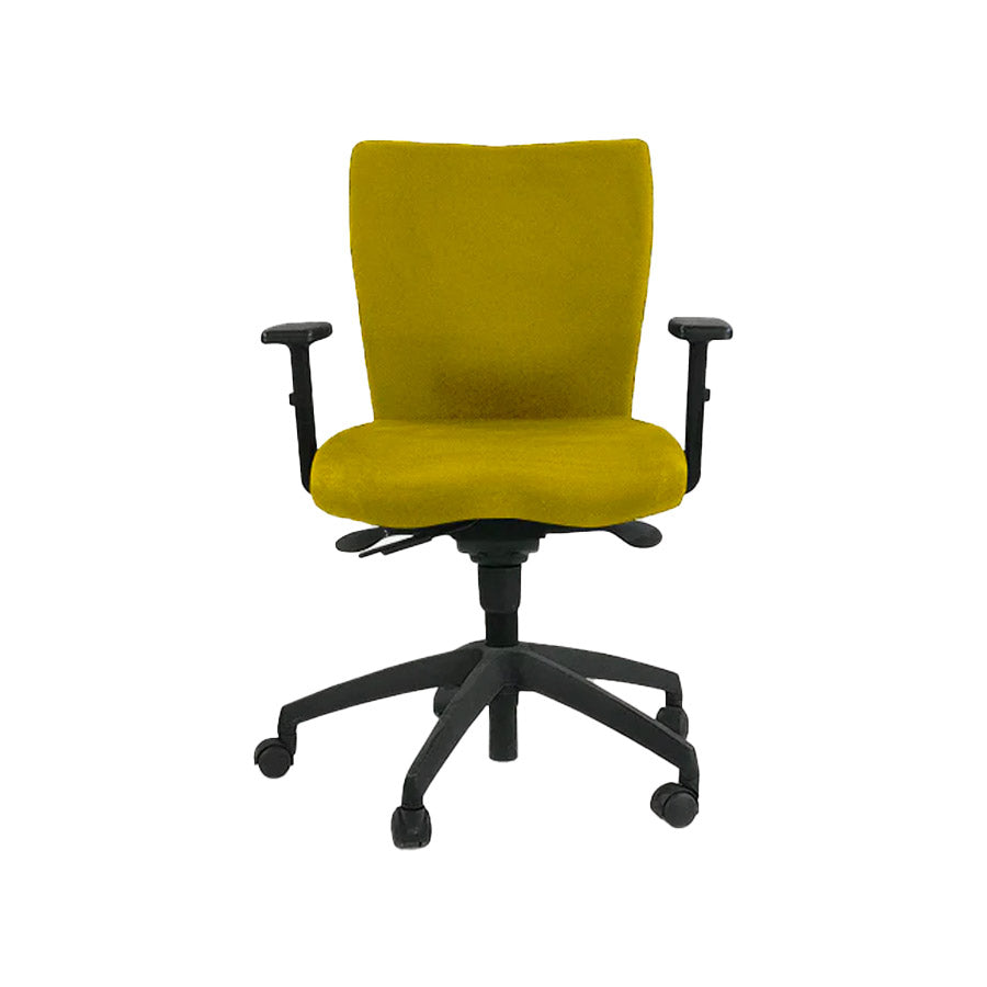 <tc>Connection</tc>: Chaise de travail d'équipe en tissu jaune - Reconditionnée