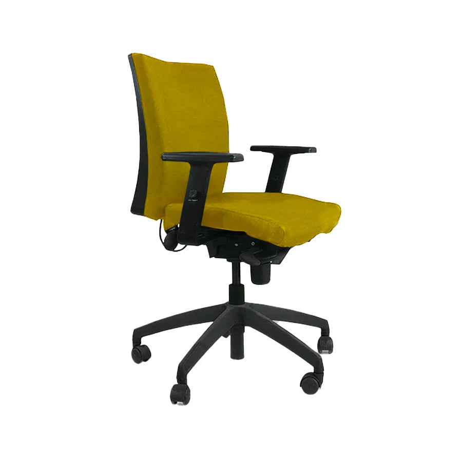<tc>Connection</tc>: Chaise de travail d'équipe en tissu jaune - Reconditionnée