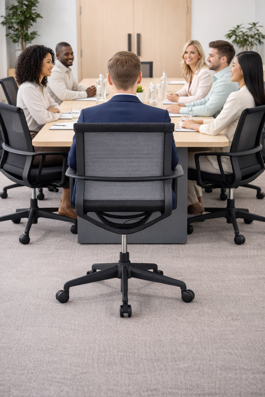 Globaal: Contour Mesh-backofficestoel in zwart - Gerenoveerd