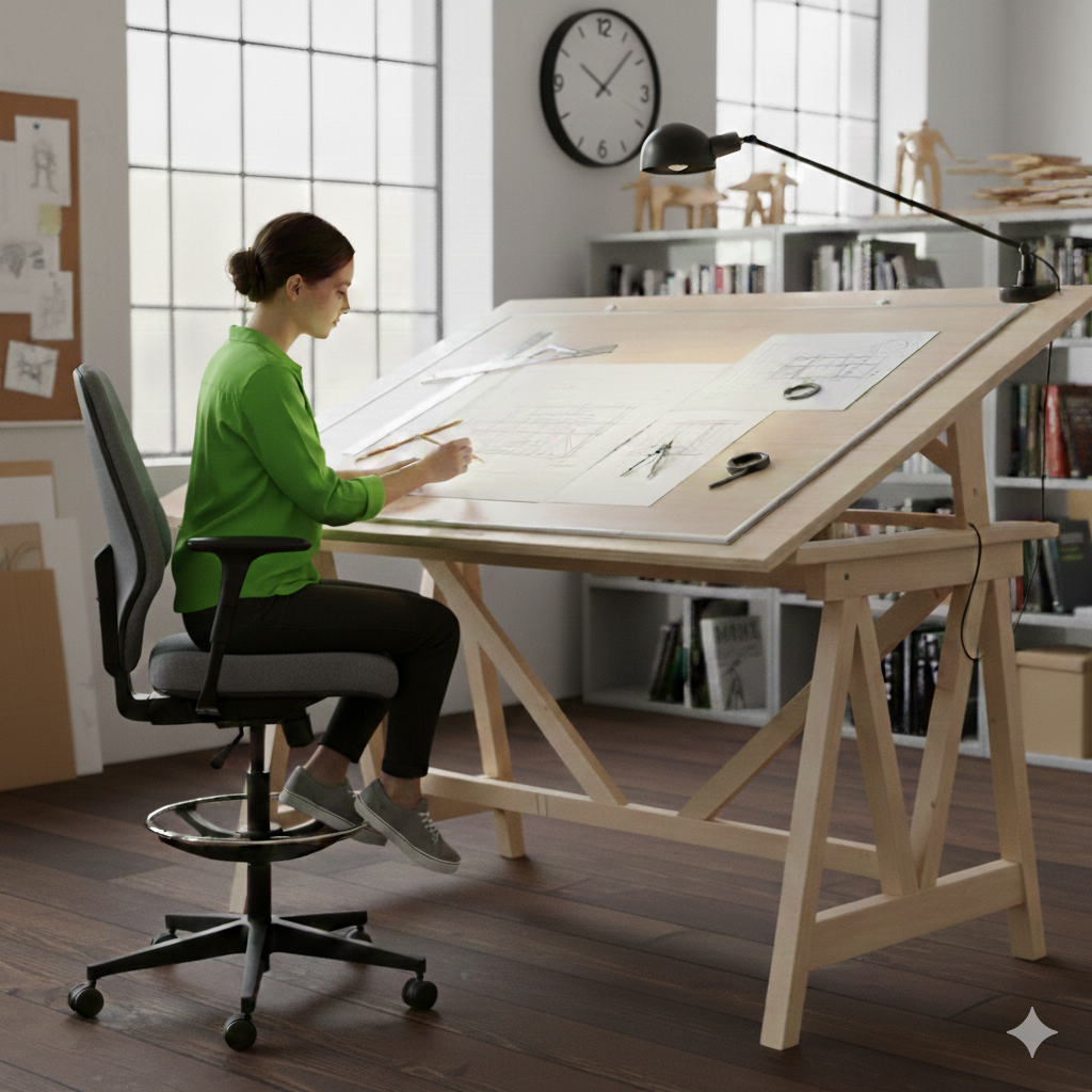 <tc>Giroflex</tc>Sedia da disegno G64 in tessuto grigio - Ricondizionata