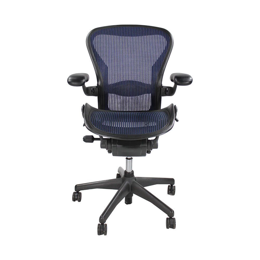 Herman Miller: Aeron Size B with Back Tilt Only in Dark Blue Mesh Re