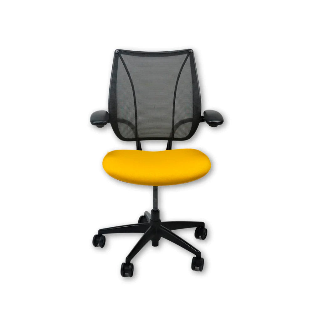 <tc>Humanscale</tc>: <tc>Liberty</tc> Arbeitsstuhl aus gelbem Stoff - Generalüberholt