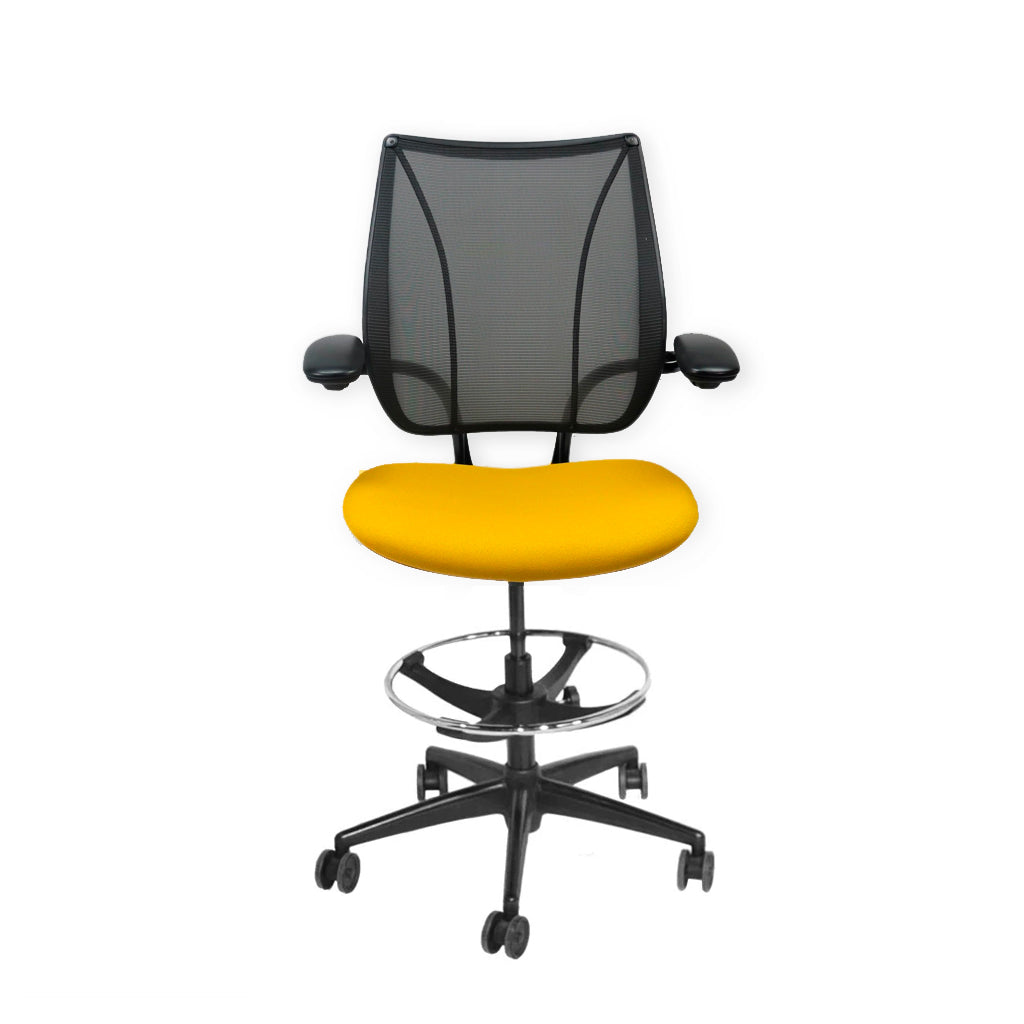 <tc>Humanscale</tc>: <tc>Liberty</tc> Chaise de dessinateur en tissu jaune - Reconditionnée