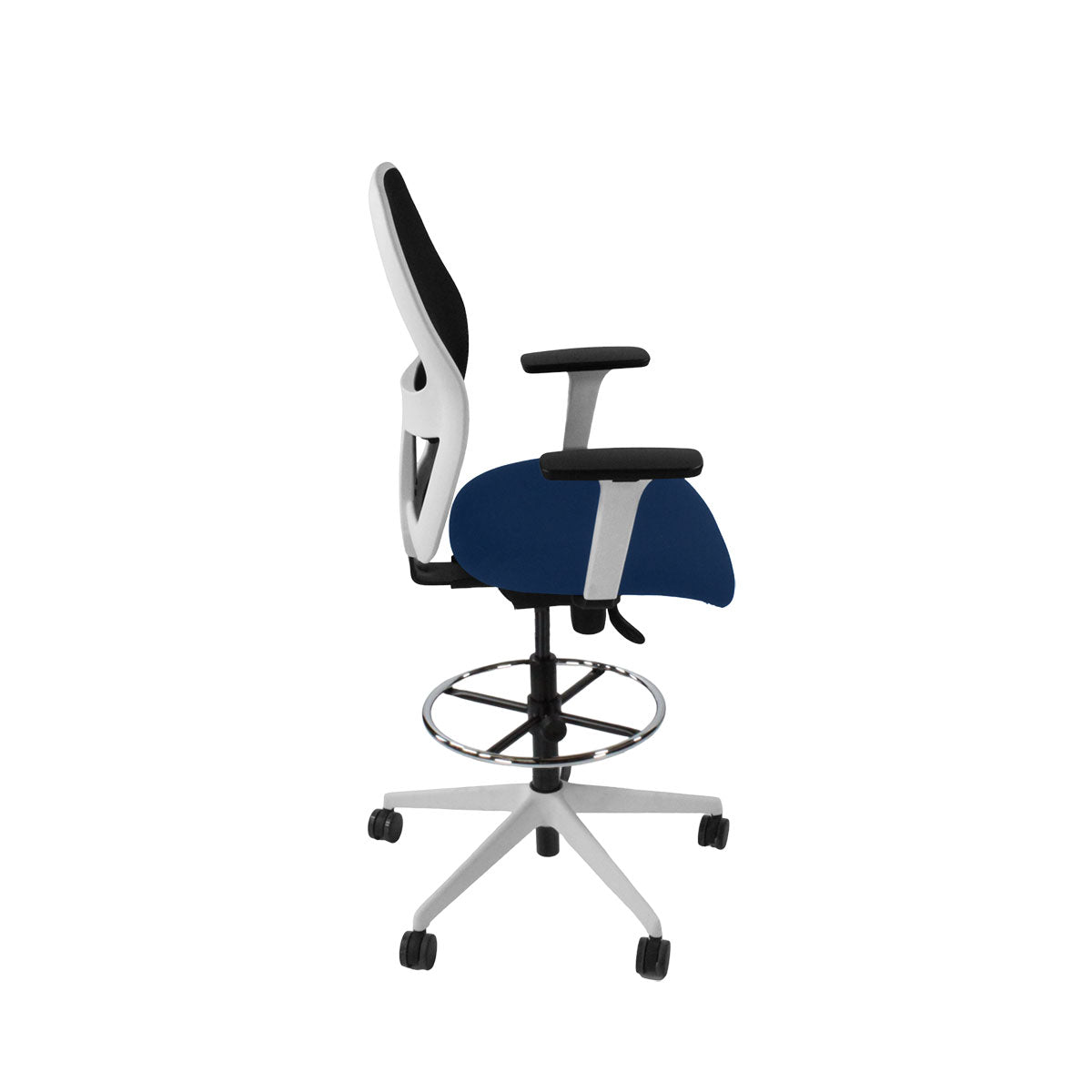 <tc>Ahrend</tc>: Silla de dibujante tipo 160 en tela azul - Base blanca - Reacondicionada