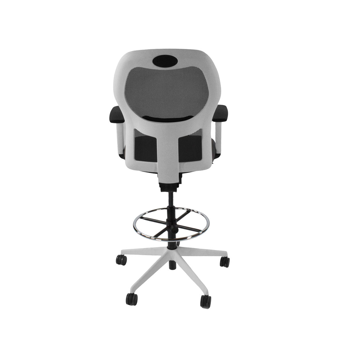 <tc>Ahrend</tc>: Chaise de dessinateur type 160 en tissu gris - Base blanche - Reconditionnée