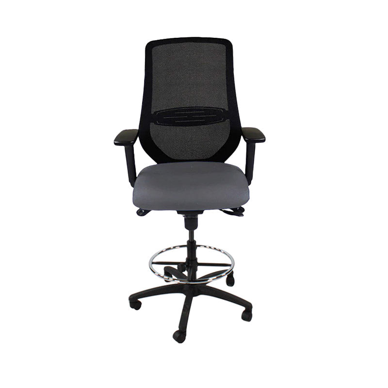 Saxen: Scudo Draughtsman Chair in Grey Fabric - Refurbished