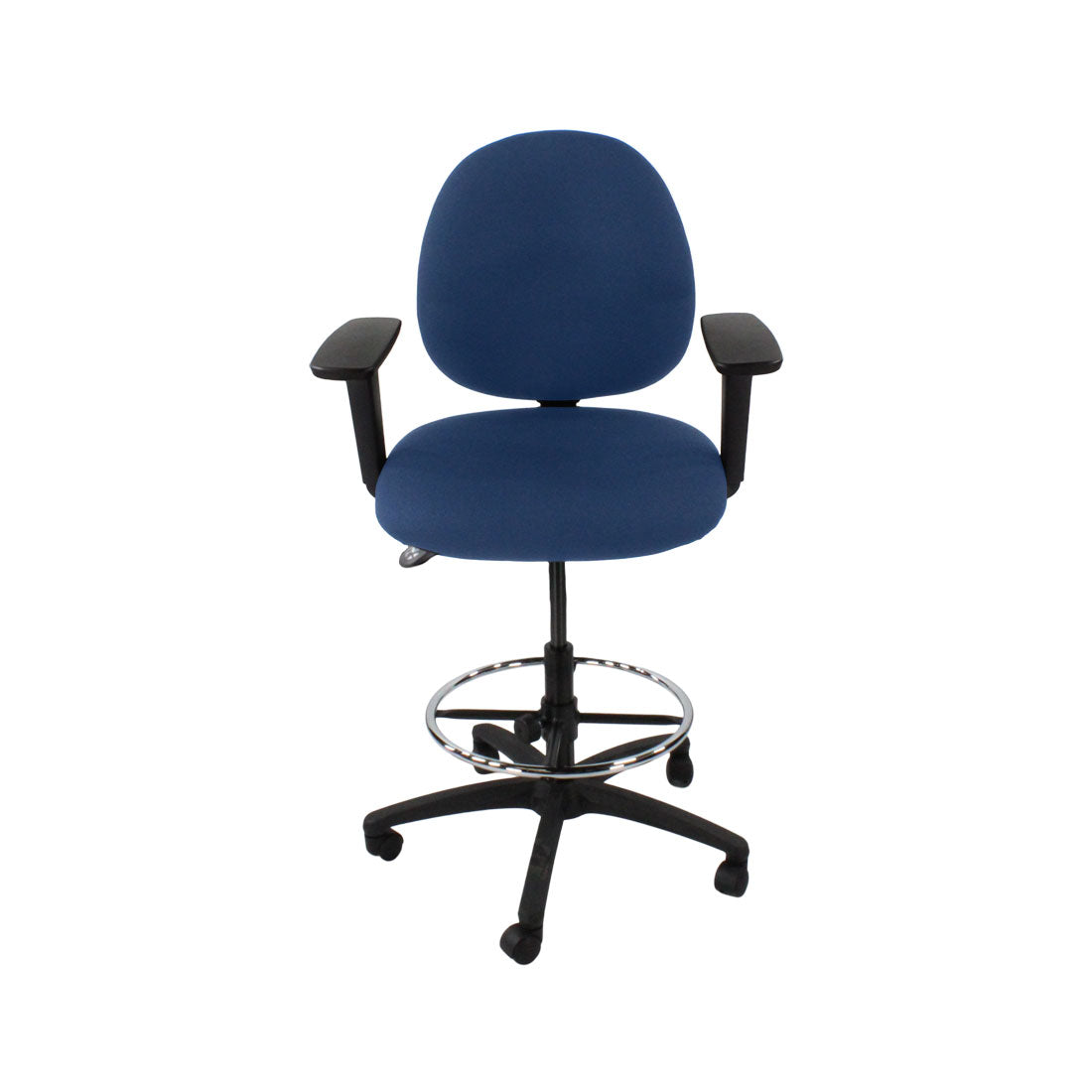 Saxe : <tc>Scoop</tc> Chaise de dessinateur en tissu bleu - Reconditionnée