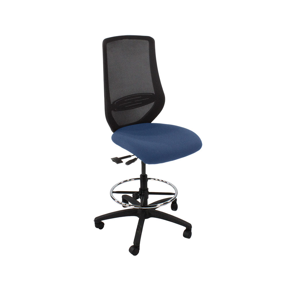 The Office Crowd: Scudo Draughtsman Chair Without Arms in Blue Fabric - Refurbished