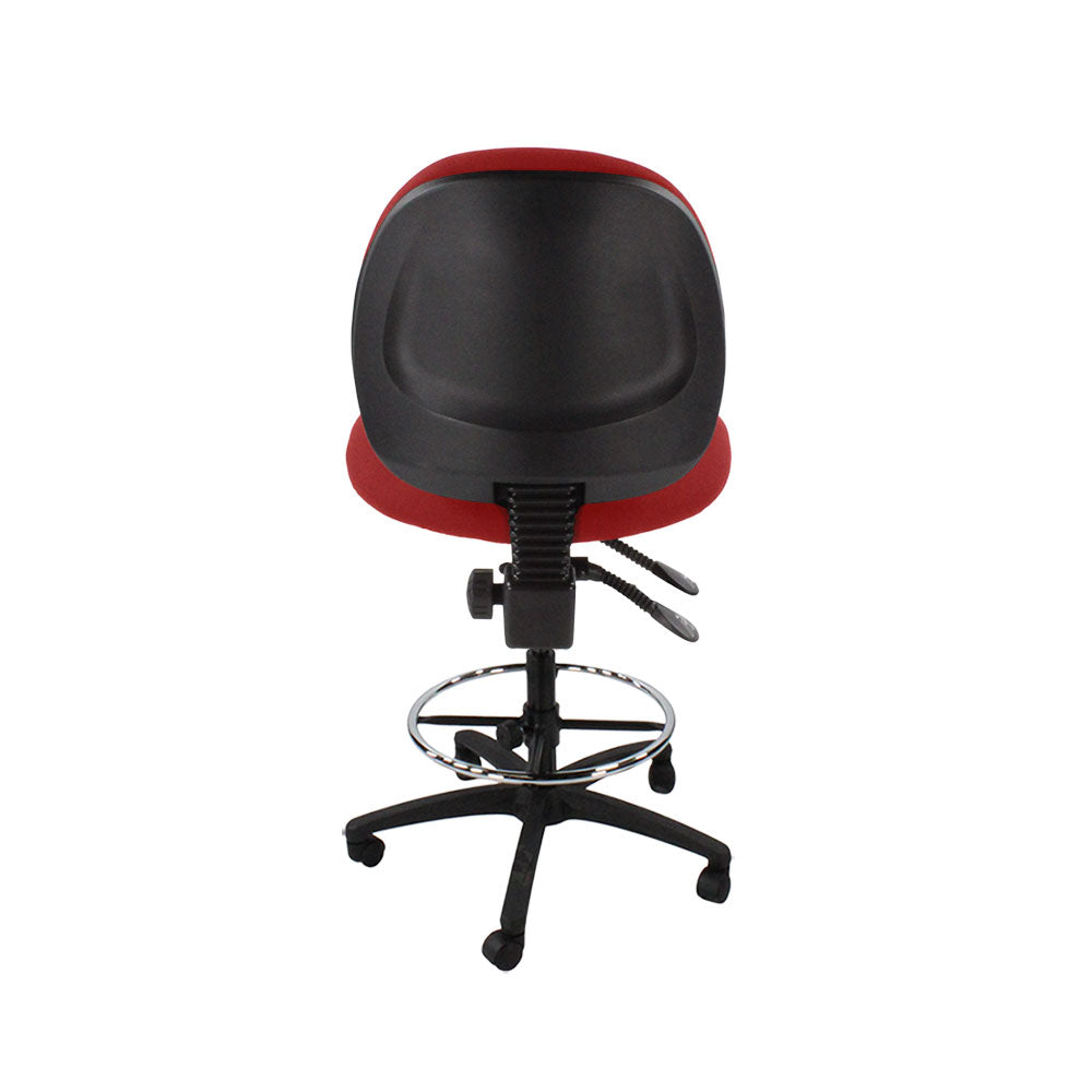 Saxen: Scoop Draughtsman Chair Without Arms in Red Fabric - Refurbished