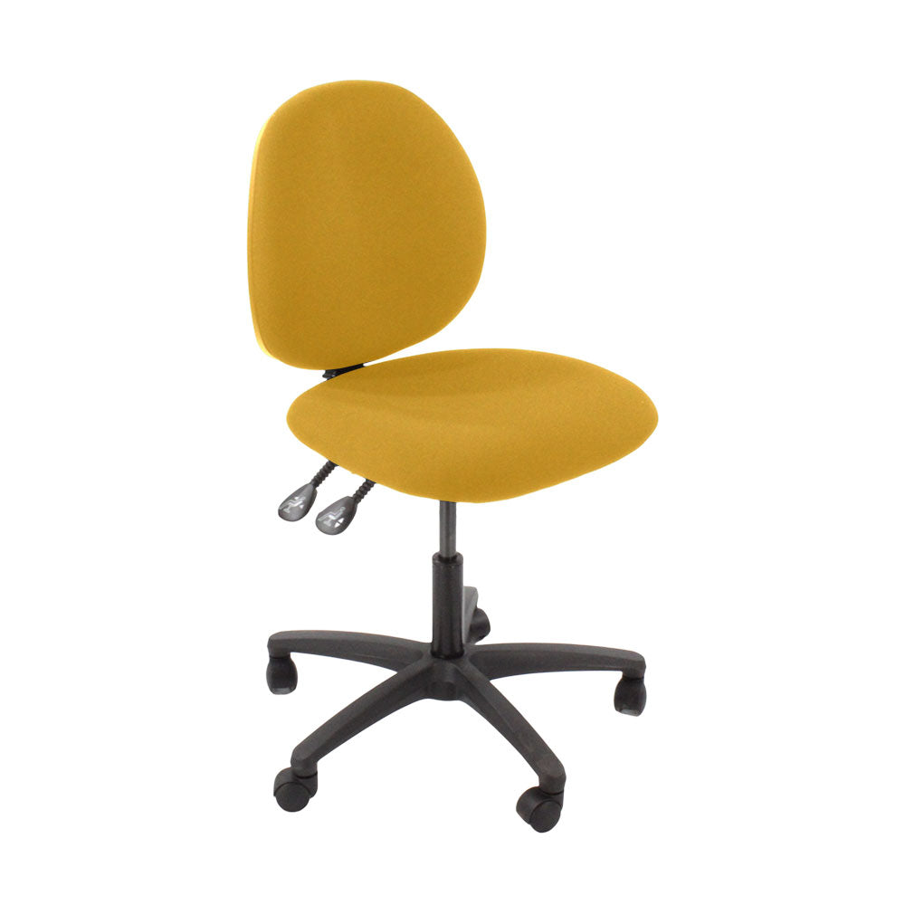 Saxe : <tc>Scoop</tc> Chaise d'opérateur en tissu jaune sans accoudoirs - Reconditionnée