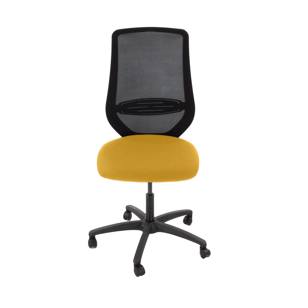 Sajón: <tc>Scudo</tc> Silla de trabajo con asiento de tela amarilla sin brazos - Reacondicionada