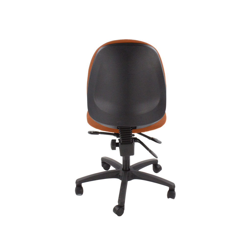 Saxen: Scoop High Operator Chair in Tan Leather Without Arms - Refurbished