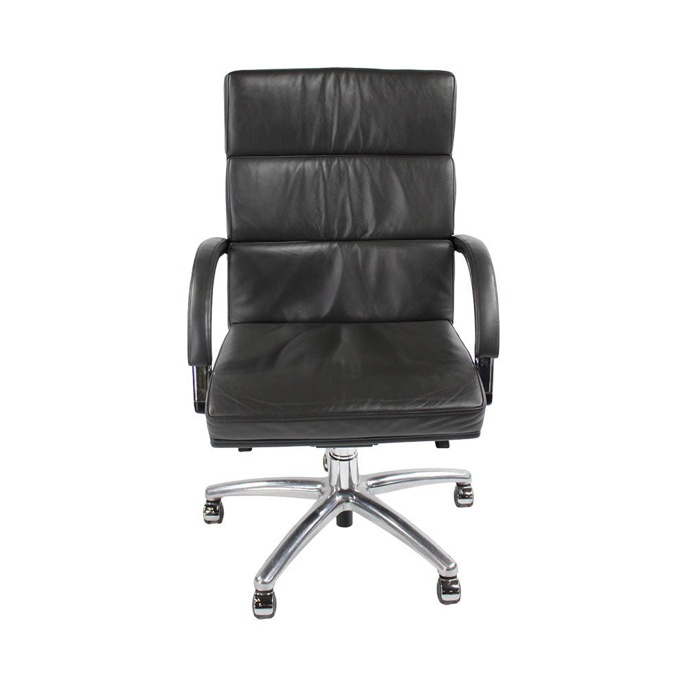 William Hands: Orion Soft Overstitch Executive Chair in Grey Leather - Refurbished