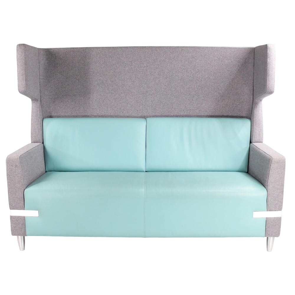 <tc>William Hands</tc>: Connect Sofa – Pullman-Stil in grauem und blauem Stoff – Generalüberholt