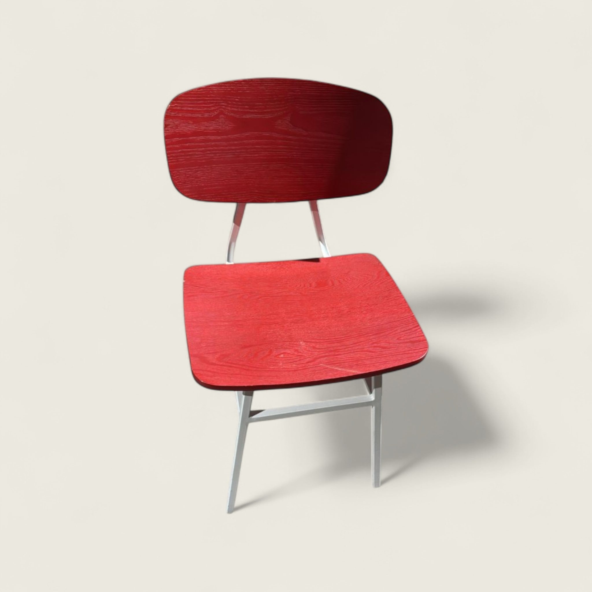 New Design Group: Red Natural Wood Florence Canteen Chair - Refurbished