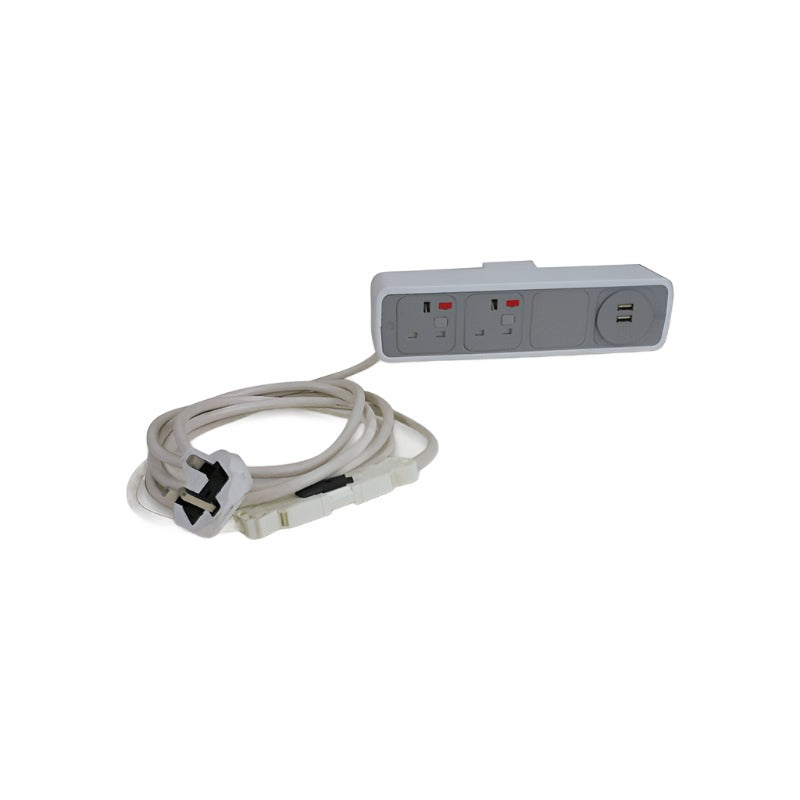 OE: Pulse Desk Power Module - 2x UK Fused Sockets & 2 TUF USB -ladingpoorten - Gerenoveerd