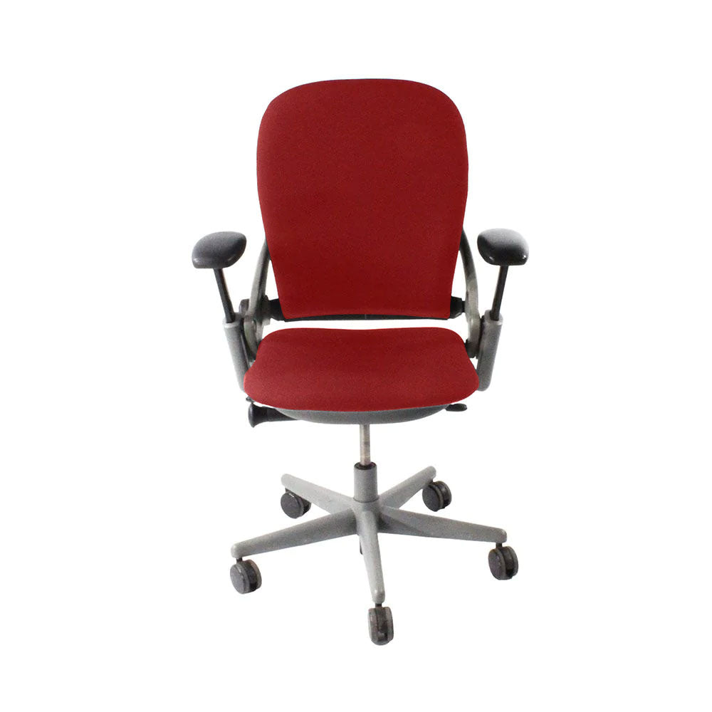 <tc>Steelcase</tc>: <tc>Leap V1</tc> Bürostuhl - Grauer Rahmen/Roter Stoff - Generalüberholt