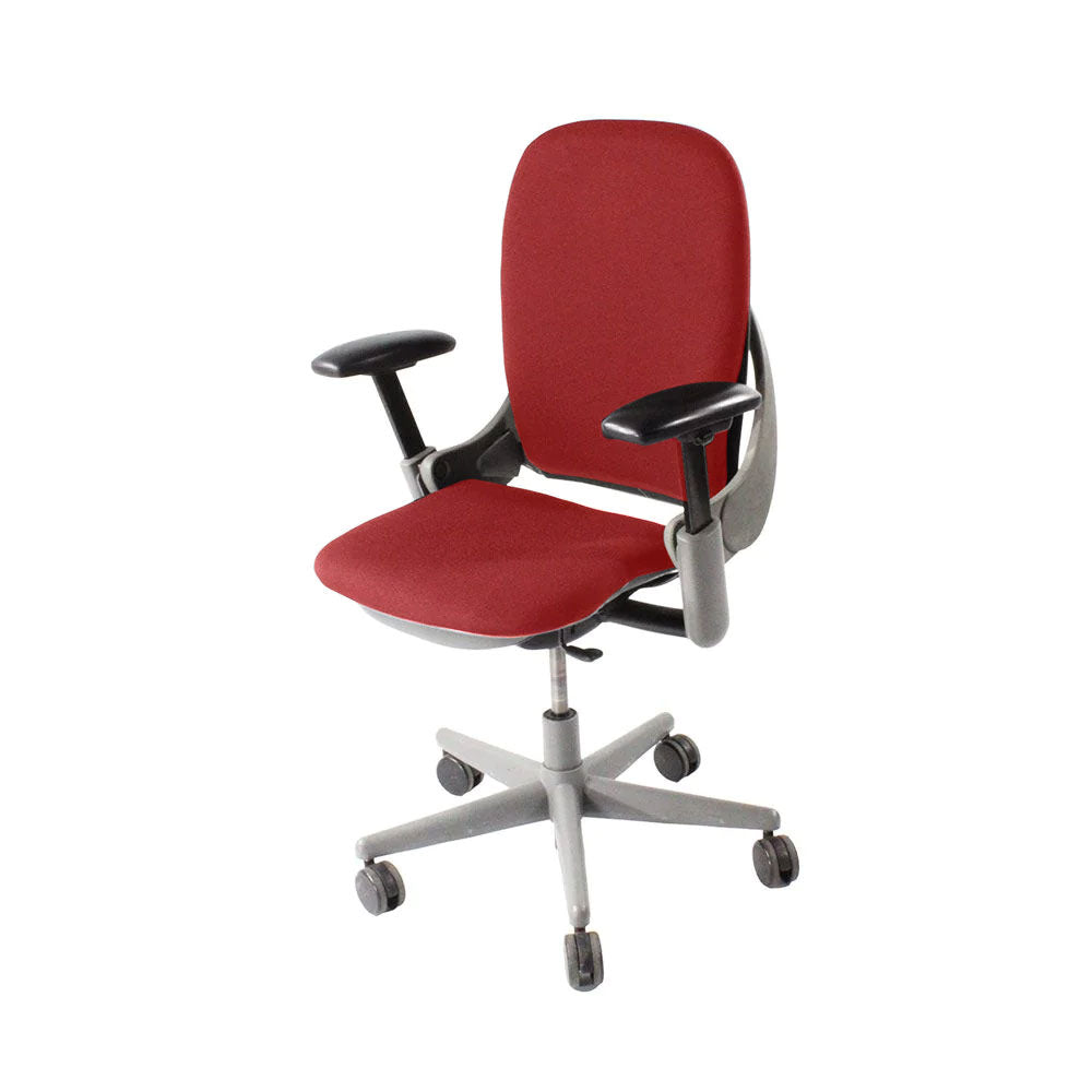 <tc>Steelcase</tc>: <tc>Leap V1</tc> Bürostuhl - Grauer Rahmen/Roter Stoff - Generalüberholt