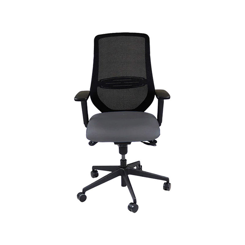 Sajón: <tc>Scudo</tc> Silla de trabajo con asiento de tela gris sin reposacabezas - Reacondicionada