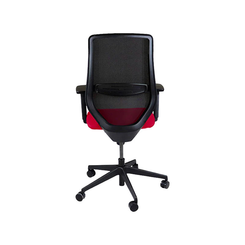 Saxen: Scudo Task Chair with Red Fabric Seat without Headrest - Refurbished