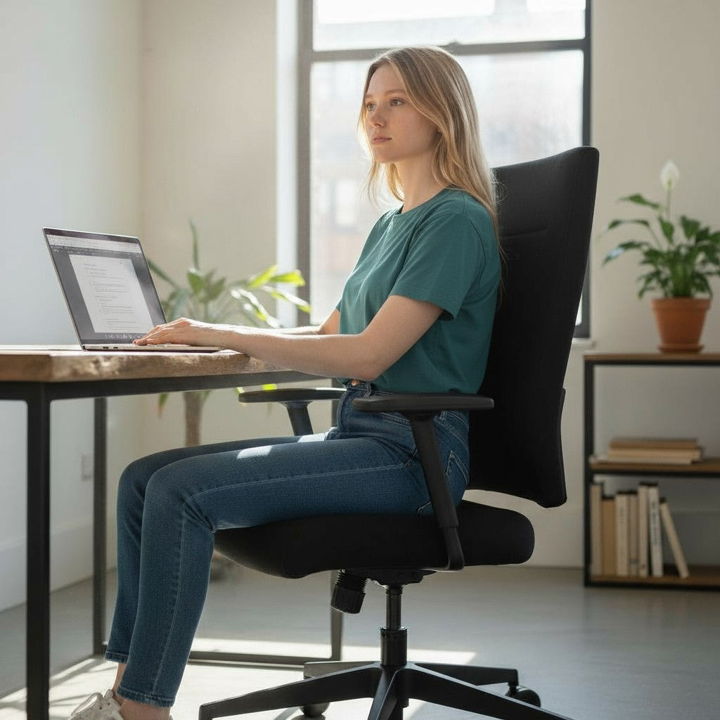 <tc>Sedus</tc>: <tc>Quarterback</tc> Chaise de bureau en tissu noir - Remis à neuf