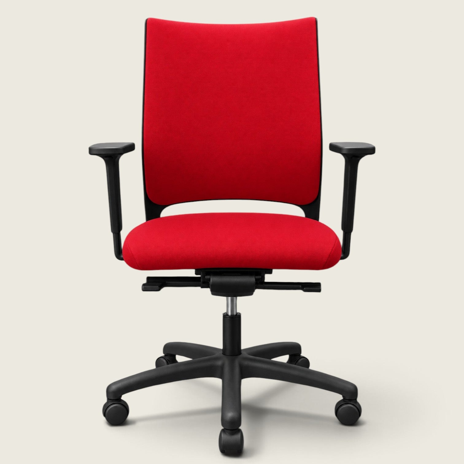 <tc>Sedus</tc>: <tc>Quarterback</tc> Bureaustoel met rode stoffen bekleding en rode stoffen rugleuning - gerenoveerd