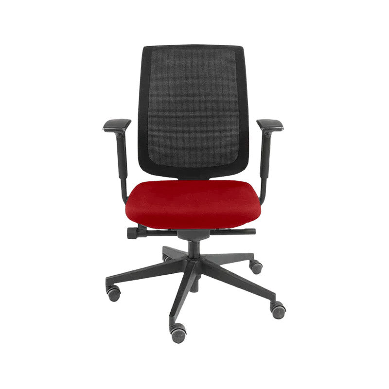 <tc>Steelcase</tc>: Sedia da ufficio Reply con schienale in rete in tessuto rosso - Ricondizionata