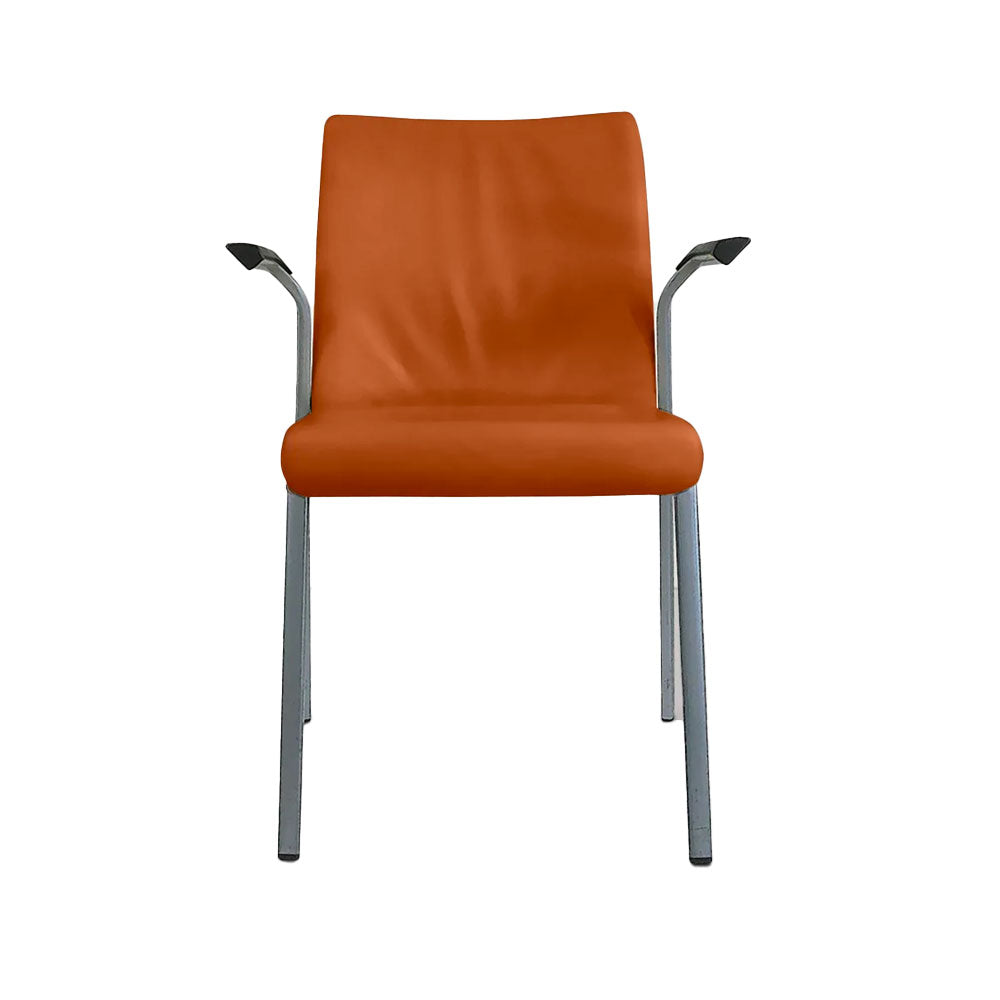 Steelcase Stacking Chair in Tan Leather Refurbished The Office Crowd