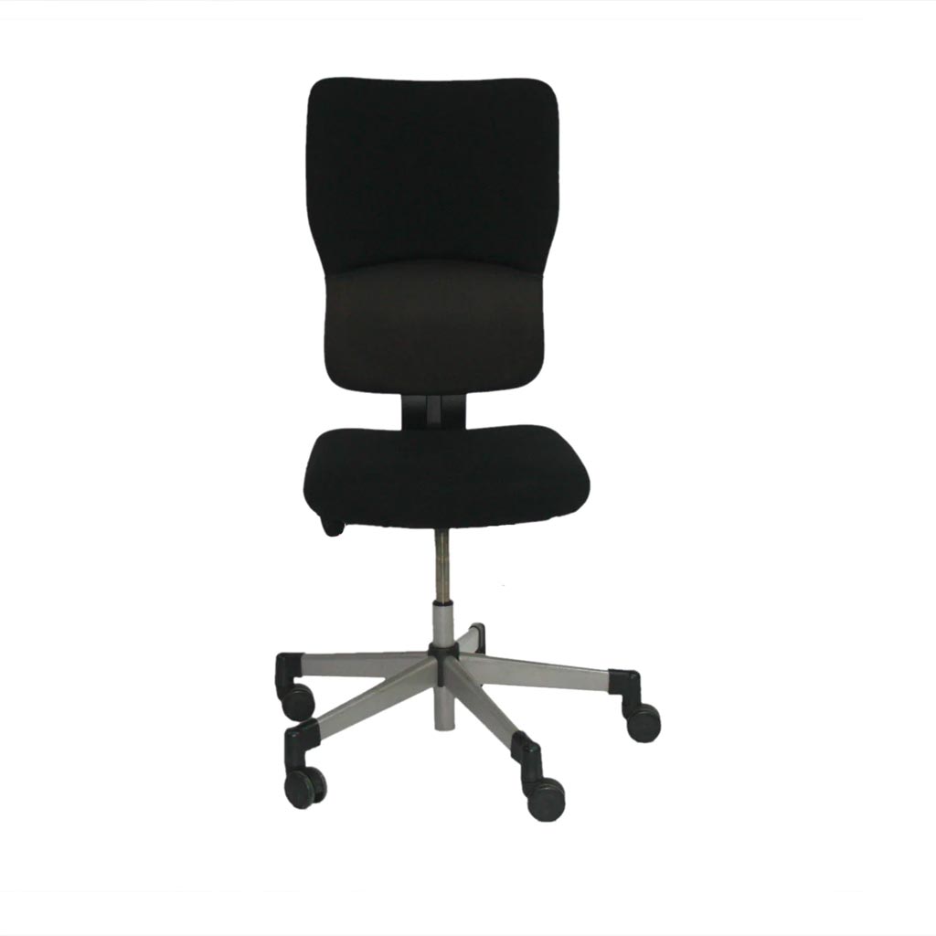<tc>Steelcase</tc>: <tc>Lets B</tc> - Chaise de travail à dossier haut en tissu noir sans accoudoirs - Reconditionnée
