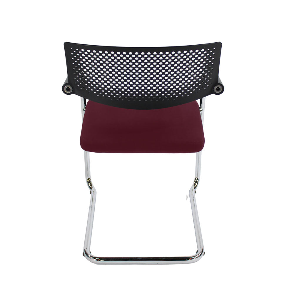 <tc>Vitra</tc>: <tc>VisaVis</tc> 2 Sillas de reunión en piel burdeos - Reacondicionadas