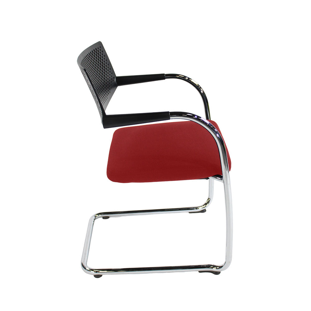 <tc>Vitra</tc>: <tc>VisaVis</tc> 2 vergaderstoelen in rode stof - gerenoveerd