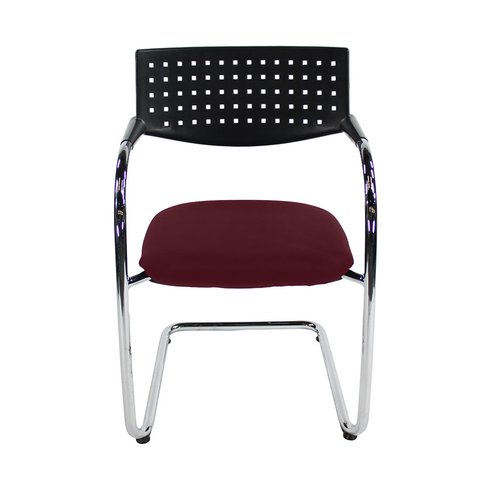 Vitra: VisaVis Meeting Chair in Burgundy Leather - Refurbished