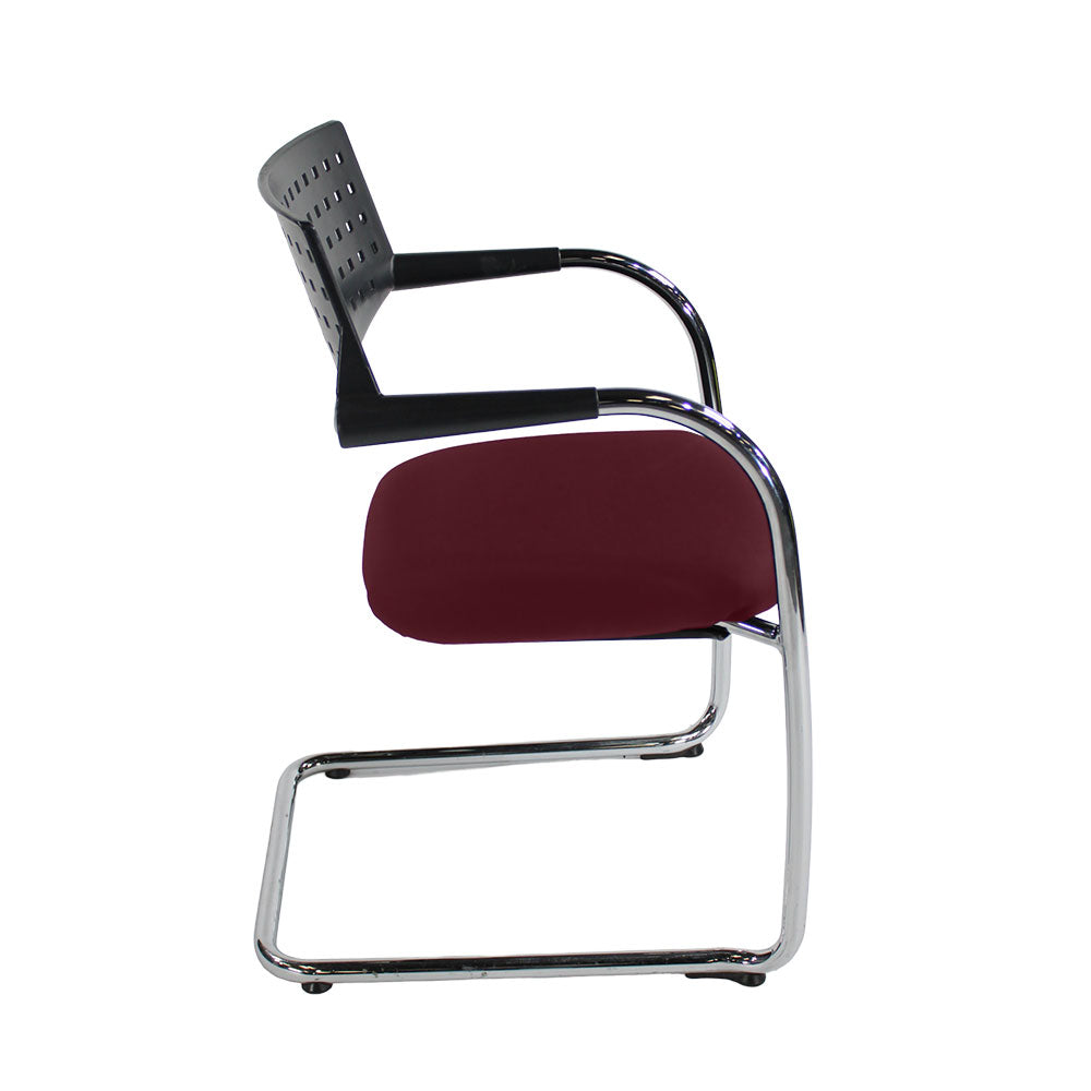 Vitra: VisaVis Meeting Chair in Burgundy Leather - Refurbished