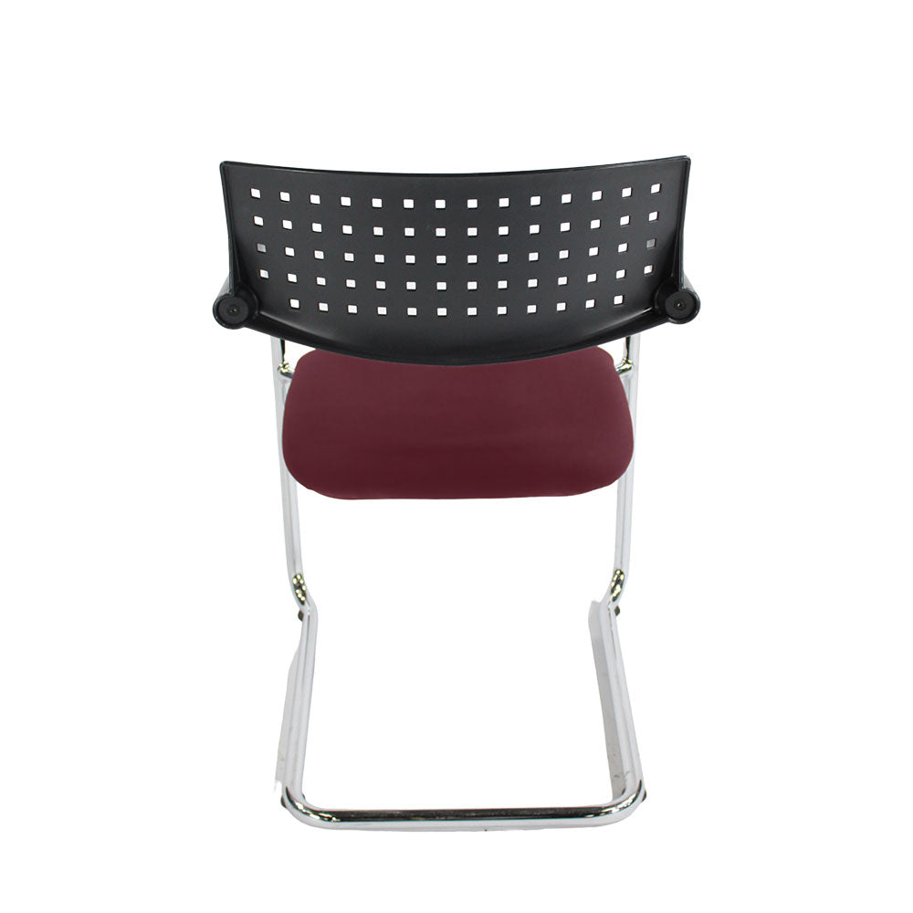 Vitra: VisaVis Meeting Chair in Burgundy Leather - Refurbished