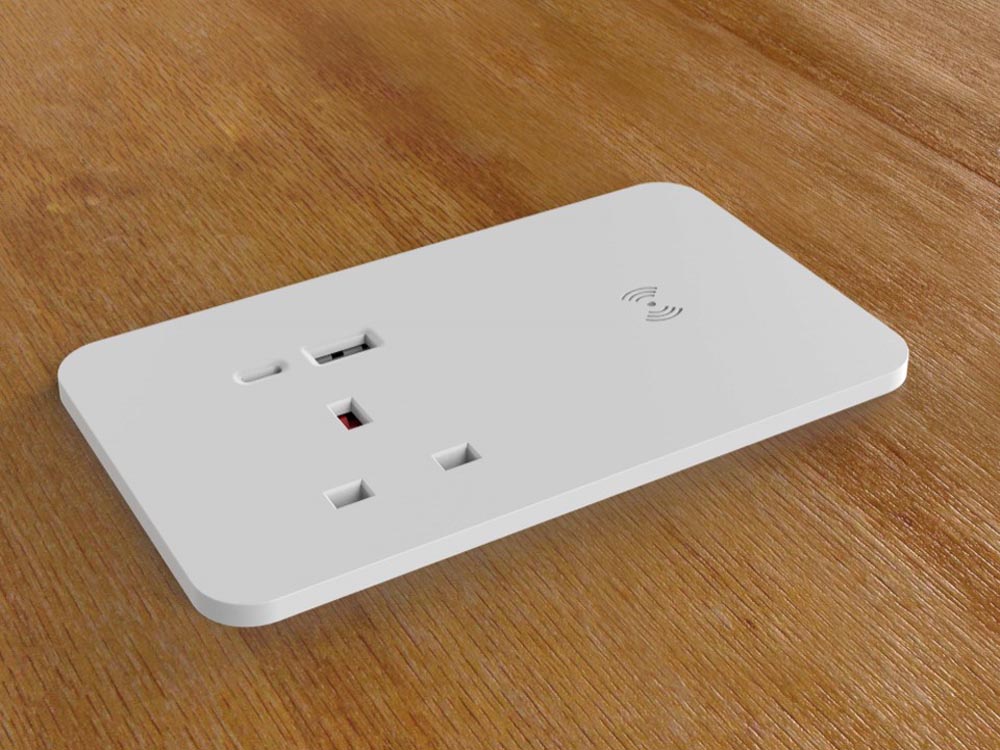 Rechteckiges Ion-Duo-Leistungsmodul in der DeSk in Weiß