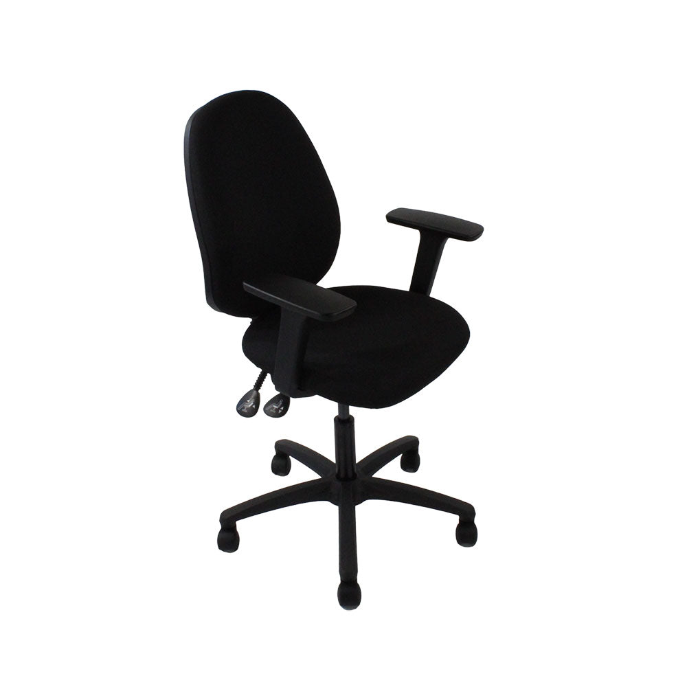 Saxen: Scoop High Operator Chair in Black Fabric - Refurbished