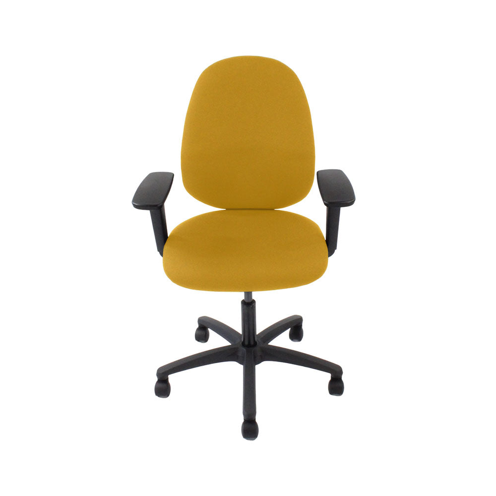 Sajón: <tc>Scoop</tc> Silla alta de operador en tela amarilla - Reacondicionada