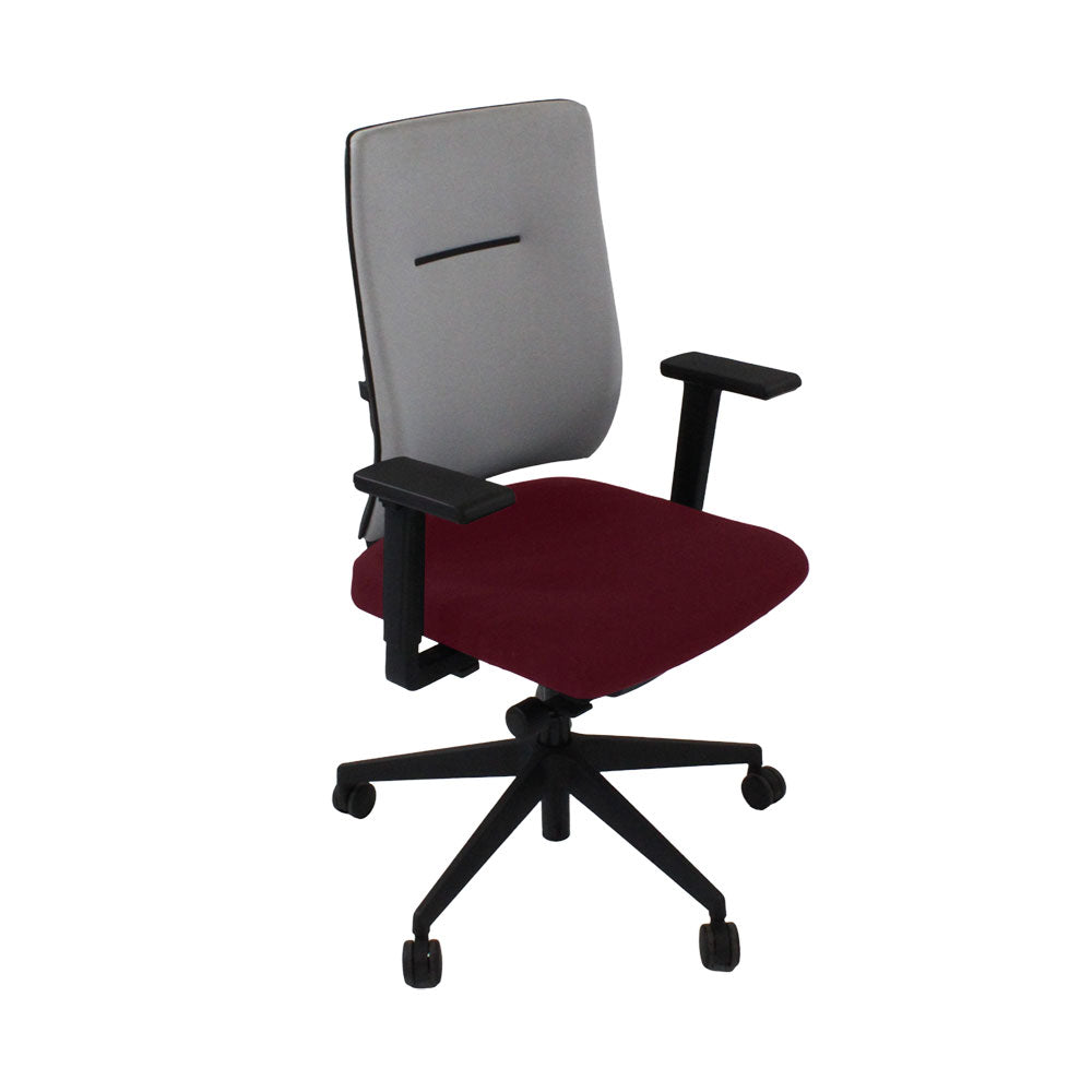 <tc>Viasit</tc>: <tc>Toleo Move</tc> Chaise de bureau rembourrée en cuir bordeaux - Reconditionnée