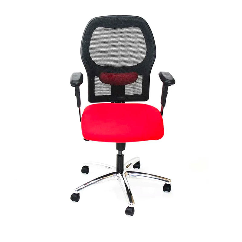Ahrend: 160 Type Task Chair in Red Fabric with Aluminium Base - Refurbished