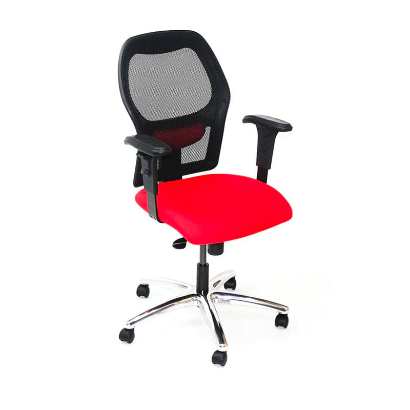 Ahrend: 160 Type Task Chair in Red Fabric with Aluminium Base - Refurbished
