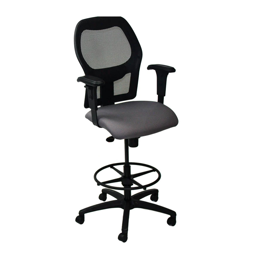 Ahrend: 160 Type Draughtsman Chair in Grey Fabric - Black Base - Refurbished
