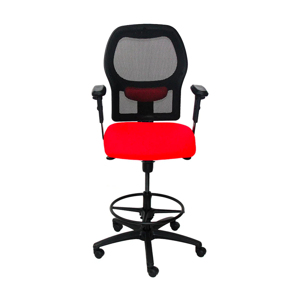 Ahrend: 160 Type Draughtsman Chair in Red Fabric - Black Base - Refurbished