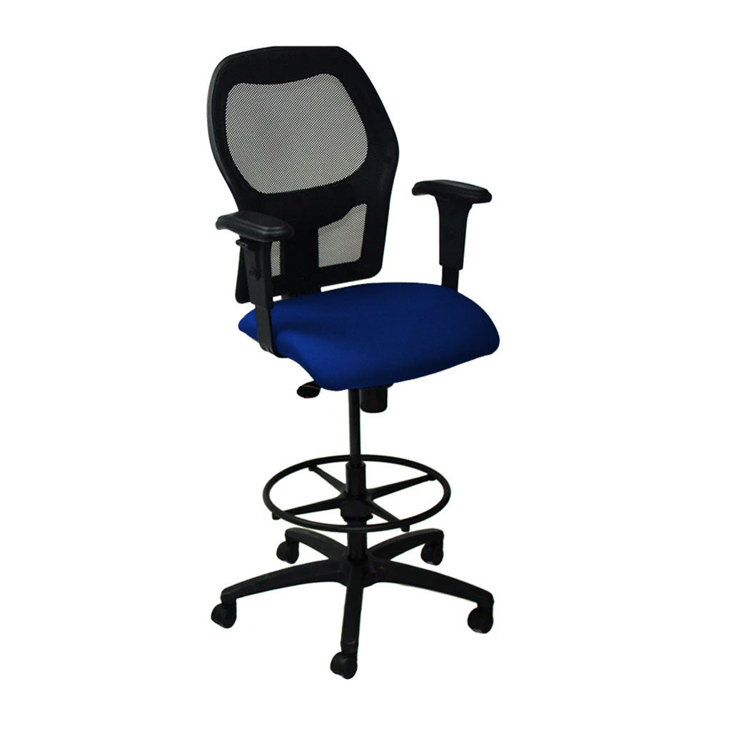 Ahrend: 160 Type Draughtsman Chair in Blue Fabric - Black Base - Refurbished