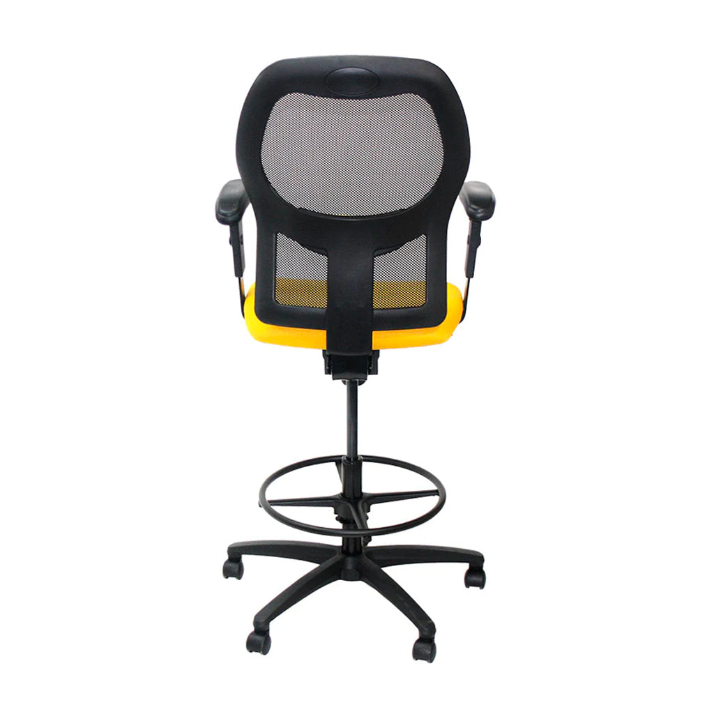Ahrend: 160 Type Draftsman Chair aus gelbem Stoff – schwarzes Gestell – generalüberholt
