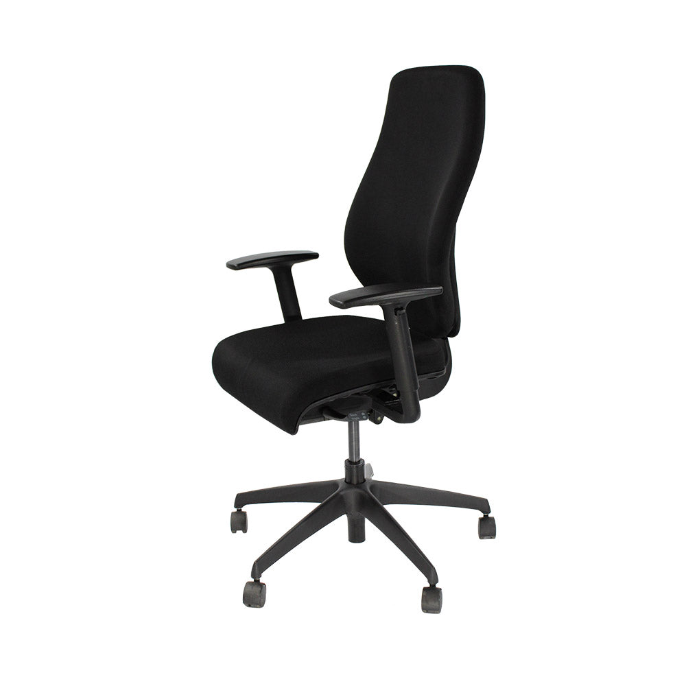 Boss Design : Chaise de travail clé - Nouveau tissu noir - Remis à neuf