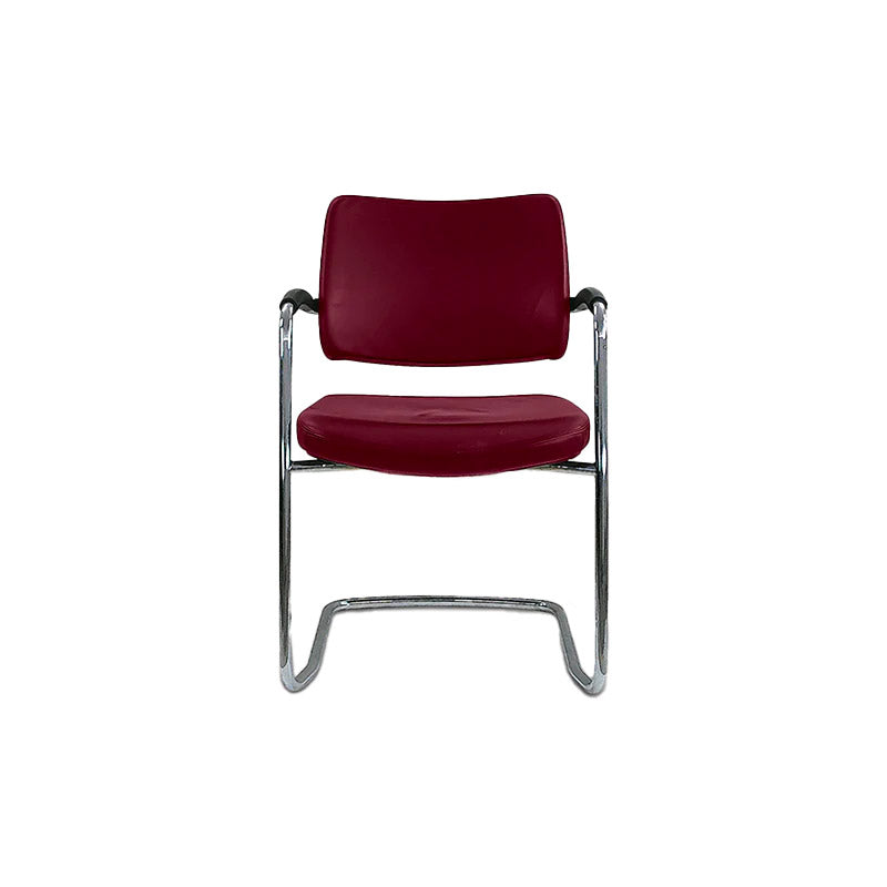 Boss Design : Chaise de réunion en porte-à-faux Pro en cuir bordeaux - Remis à neuf