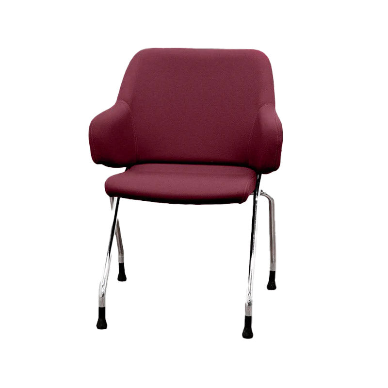 Boss Design : Chaise de réunion Skoot en cuir bordeaux - Reconditionnée