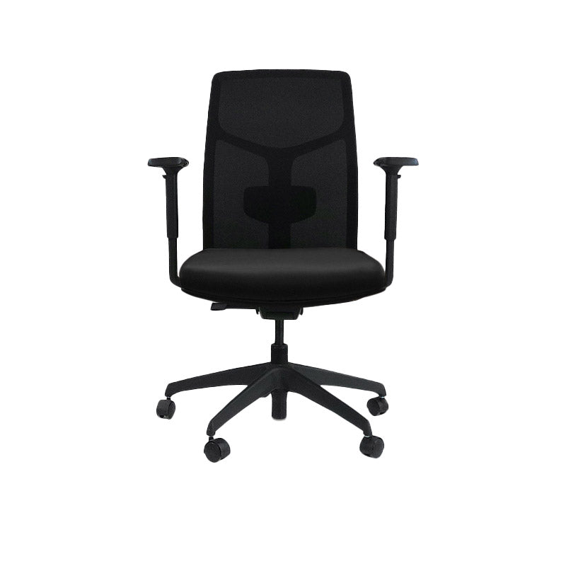 Boss Design: Tauro in schwarzem Leder – Bürostuhl – generalüberholt