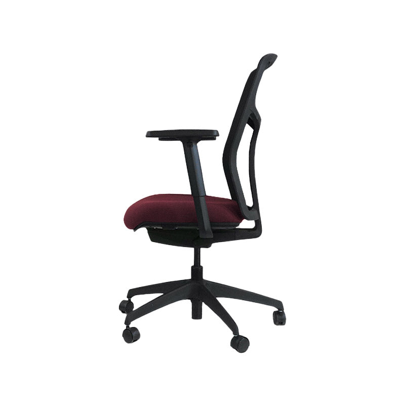 Boss Design : Tauro en cuir bordeaux - Chaise de travail - Remis à neuf