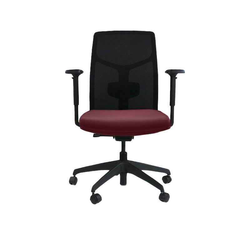 Boss Design: Tauro aus burgunderfarbenem Leder – Bürostuhl – generalüberholt